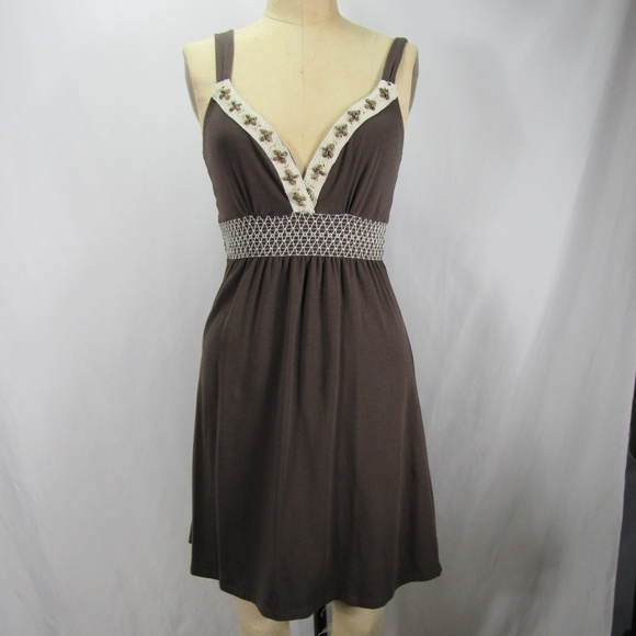 Calvin Klein Dresses & Skirts - Calvin Klein Brown V Neck Stretch Empire Dress M